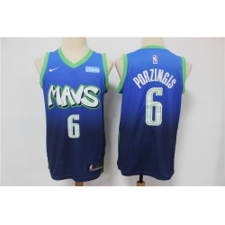 Men Dallas Mavericks 6 Kristaps Porzingis Blue 2020 City Edition Nike Swingman Jersey