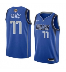 Men Dallas Mavericks 77 Luka Doncic Blue 2024 Finals Icon Edition Stitched Basketball Jersey