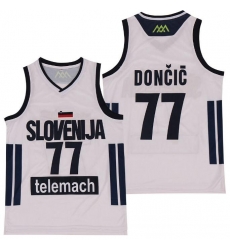 Men Mavericks 77 Luka Doncic Slovenija National Jersey White