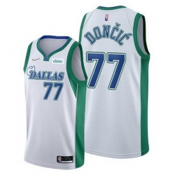 Men's Dallas Mavericks #77 Luka Doncic 75th Anniversary White City Edition Stitched Basketball Jersey