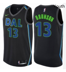 Youth Nike Dallas Mavericks 13 Jalen Brunson Swingman Black NBA Jersey City Edition 