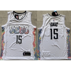 Men Denver Nuggets 15 Nikola Joki u0107 White 2024 City Edition Stitched Basketball Jersey