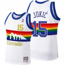 Men Denver Nuggets 15 Nikola Jokic White 2003 04 Throwback Stitched Jersey