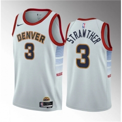 Men Denver Nuggets 3 Julian Strawther White 2023 Draft Icon Edition Stitched Basketball Jersey