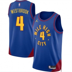 Men Denver Nuggets 4 Russell Westbrook Blue 2024 Statement Edition Stitched Basketball Jersey 060