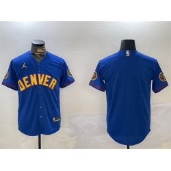 Men Denver Nuggets Blank Blue With Patch Stitched Jersey