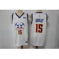 Men Denver Nuggets Nikola Jokic 15 NBA New White Swingman Nike Jersey