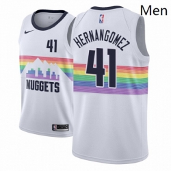 Men NBA 2018 19 Denver Nuggets 41 Juan Hernangomez City Edition White Jersey 