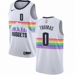 Mens Nike Denver Nuggets 0 Isaiah Thomas Swingman White NBA Jersey City Edition 