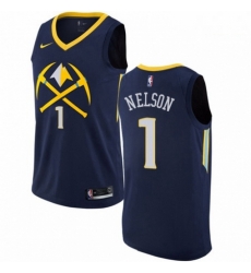 Mens Nike Denver Nuggets 1 Jameer Nelson Swingman Navy Blue NBA Jersey City Edition 