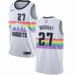 Mens Nike Denver Nuggets 27 Jamal Murray Swingman White NBA Jersey City Edition