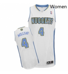 Womens Adidas Denver Nuggets 4 Paul Millsap Authentic White Home NBA Jersey 