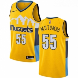 Womens Nike Denver Nuggets 55 Dikembe Mutombo Swingman Gold Alternate NBA Jersey Statement Edition