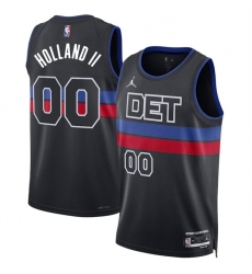 Men Detroit Pistons 00 Ron Holland II Black 2024 Statement Edition Stitched Basketball Jersey