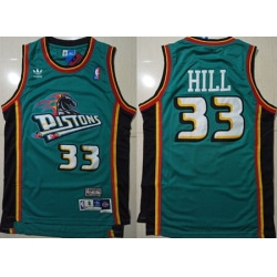 Men Pistons 33 Grant Hill Green Hardwood Classics Jersey