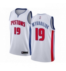 Mens Detroit Pistons 19 Sviatoslav Mykhailiuk Authentic White Basketball Jersey Association Edition 