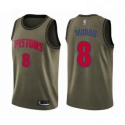 Mens Detroit Pistons 8 Markieff Morris Swingman Green Salute to Service Basketball Jersey 