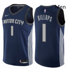 Mens Nike Detroit Pistons 1 Chauncey Billups Swingman Navy Blue NBA Jersey City Edition