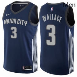 Mens Nike Detroit Pistons 3 Ben Wallace Swingman Navy Blue NBA Jersey City Edition