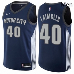 Mens Nike Detroit Pistons 40 Bill Laimbeer Swingman Navy Blue NBA Jersey City Edition