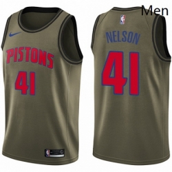 Mens Nike Detroit Pistons 41 Jameer Nelson Swingman Green Salute to Service NBA Jersey 