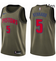 Mens Nike Detroit Pistons 5 Luke Kennard Swingman Green Salute to Service NBA Jersey 