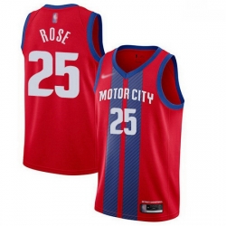 Pistons  25 Derrick Rose Red Basketball Swingman City Edition 2019 20 Jersey