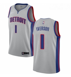 Womens Nike Detroit Pistons 1 Allen Iverson Swingman Silver NBA Jersey Statement Edition