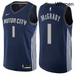 Womens Nike Detroit Pistons 1 Tracy McGrady Swingman Navy Blue NBA Jersey City Edition