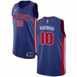 Womens Nike Detroit Pistons 10 Dennis Rodman Authentic Royal Blue Road NBA Jersey Icon Edition