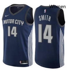 Womens Nike Detroit Pistons 14 Ish Smith Swingman Navy Blue NBA Jersey City Edition