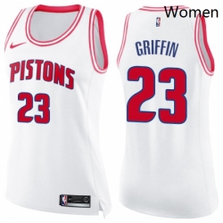 Womens Nike Detroit Pistons 23 Blake Griffin Swingman WhitePink Fashion NBA Jersey 