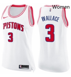 Womens Nike Detroit Pistons 3 Ben Wallace Swingman WhitePink Fashion NBA Jersey