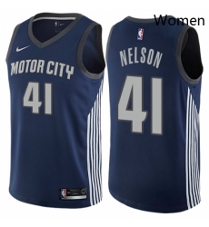 Womens Nike Detroit Pistons 41 Jameer Nelson Swingman Navy Blue NBA Jersey City Edition 