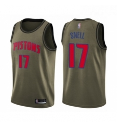 Youth Detroit Pistons 17 Tony Snell Swingman Green Salute to Service Basketball Jersey 