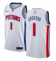 Youth Nike Detroit Pistons 1 Reggie Jackson Swingman White Home NBA Jersey Association Edition