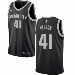 Youth Nike Detroit Pistons 41 Jameer Nelson Swingman Black NBA Jersey City Edition 