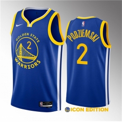 Men Golden State Warriors 2 Brandin Podziemski Royal 2023 Draft Icon Edition Swingman Stitched Basketball Jersey