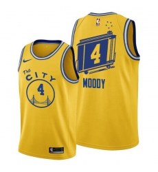 Men Golden State Warriors 4 Moses Moody Gold Men Jersey