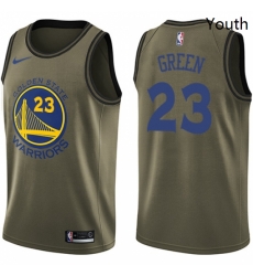 Youth Nike Golden State Warriors 23 Draymond Green Swingman Green Salute to Service NBA Jersey