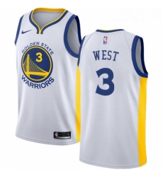 Youth Nike Golden State Warriors 3 David West Authentic White Home NBA Jersey Association Edition