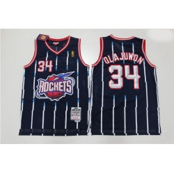 Men Houston Rockets Hakeem Olajuwon 34 Blue Mitchell Ness NBA Jersey