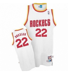 Mens Mitchell and Ness Houston Rockets 22 Clyde Drexler Authentic White Throwback NBA Jersey