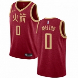 Mens Nike Houston Rockets 0 De Anthony Melton Swingman Red NBA Jersey 2018 19 City Editi