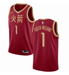 Mens Nike Houston Rockets 1 Michael Carter Williams Swingman Red NBA Jersey 2018 19 City Edition 