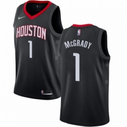 Mens Nike Houston Rockets 1 Tracy McGrady Authentic Black Alternate NBA Jersey Statement Edition