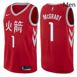 Mens Nike Houston Rockets 1 Tracy McGrady Authentic Red NBA Jersey City Edition