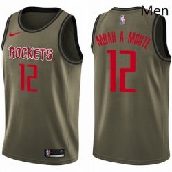 Mens Nike Houston Rockets 12 Luc Mbah a Moute Swingman Green Salute to Service NBA Jersey 