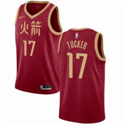 Mens Nike Houston Rockets 17 PJ Tucker Swingman Red NBA Jersey 2018 19 City Edition 