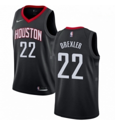 Mens Nike Houston Rockets 22 Clyde Drexler Authentic Black Alternate NBA Jersey Statement Edition